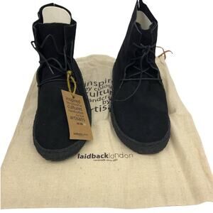 Laidback London Emre Black Suede Lace-Up Ankle Boots Women's US 8 EU 39 NIB